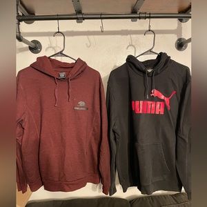 Puma and California Republic X-Large Hoodies Pair Burgundy and Black